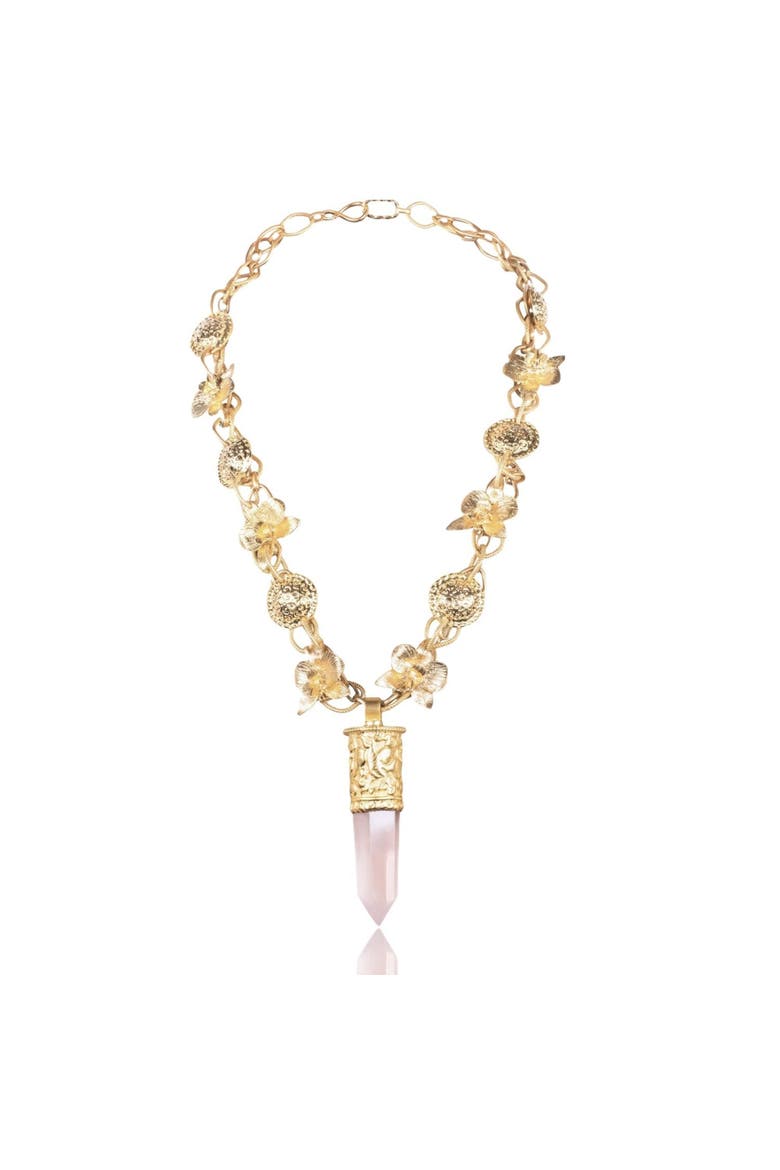 Sundara Rose Quartz Pendant Necklace, Main, color, Gold
