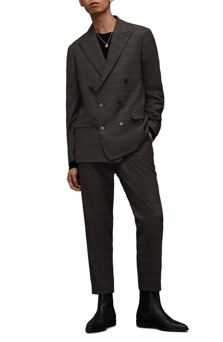 AllSaints Spica Plaid Double Breasted Blazer, Alternate, color,