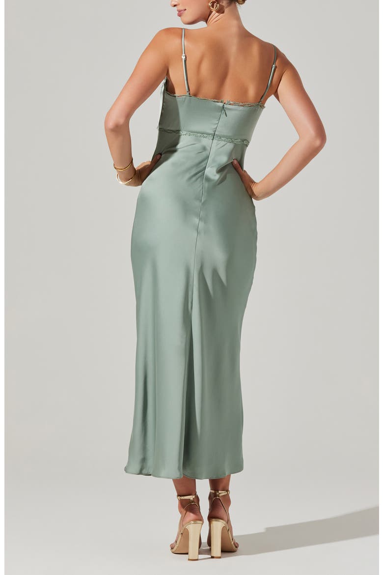 Florianne Lace Trim Satin Slipdress, Alternate, color, SAGE