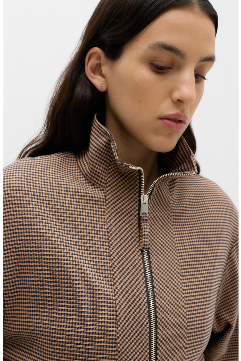 Check Stand Collar Jacket, Alternate, color, BROWN MIX