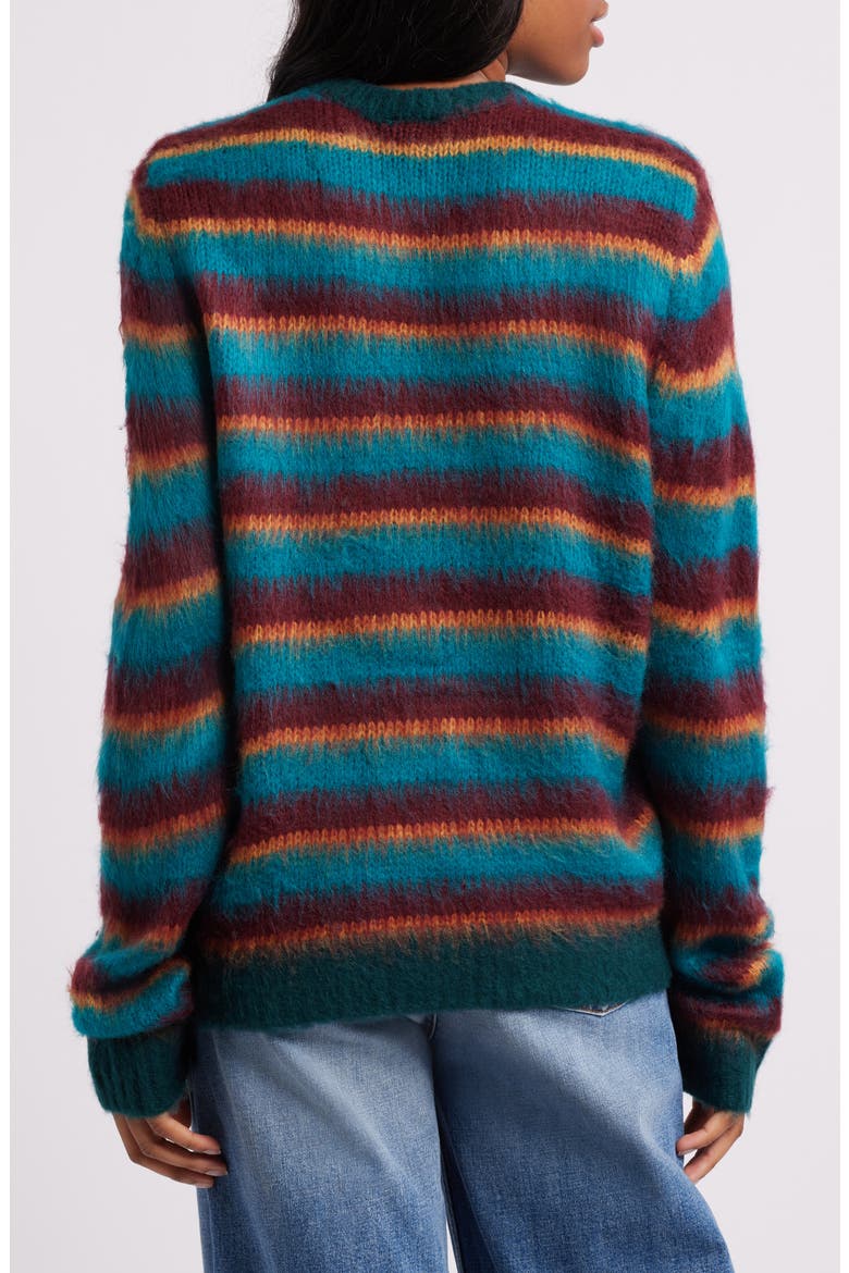 Fluffy Stripe Sweater, Alternate, color, GREEN BURGUNDY