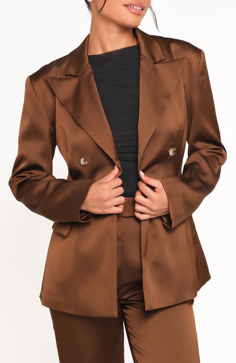 Trina Double Breasted Satin Blazer