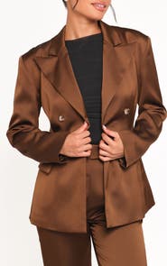 Petal & Pup Trina Double Breasted Satin Blazer
