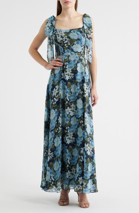 Pearl Floral Chiffon Gown (Regular & Plus)