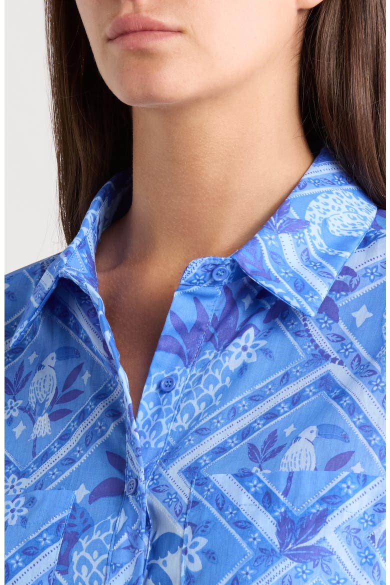 Nala Regie Print Cotton Button-Up Shirt, Alternate, color, BLUE-MUL