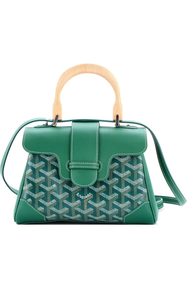 Pre-Owned Goyard Saigon Top Handle Bag Coated Canvas with Leather Mini, Main, color, Green