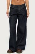 EDIKTED Pleated Low Rise Wide Leg Jeans