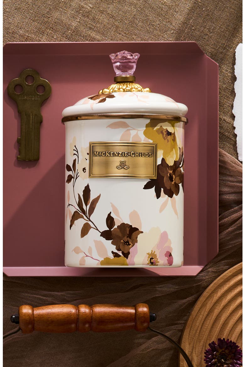 Wild Rose Medium Enameled Steel Canister, Alternate, color, WHITE