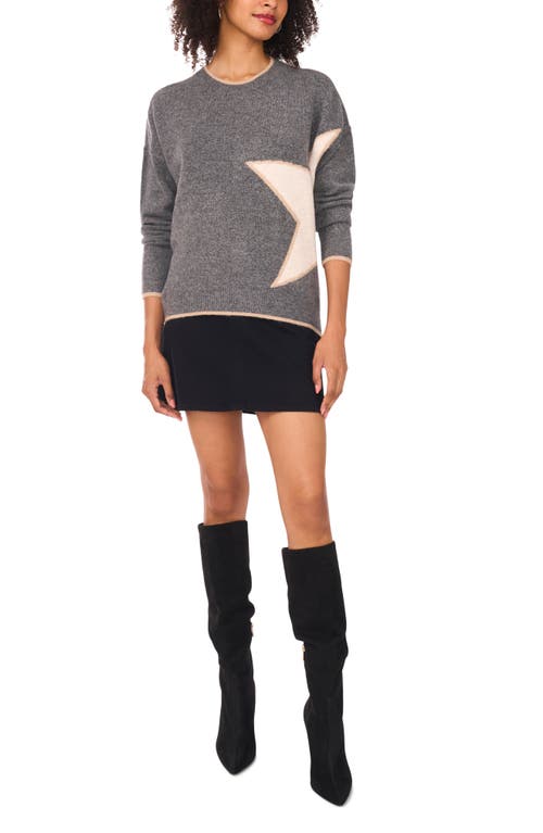 Vince Camuto Star Detail Crewneck Sweater In Gray