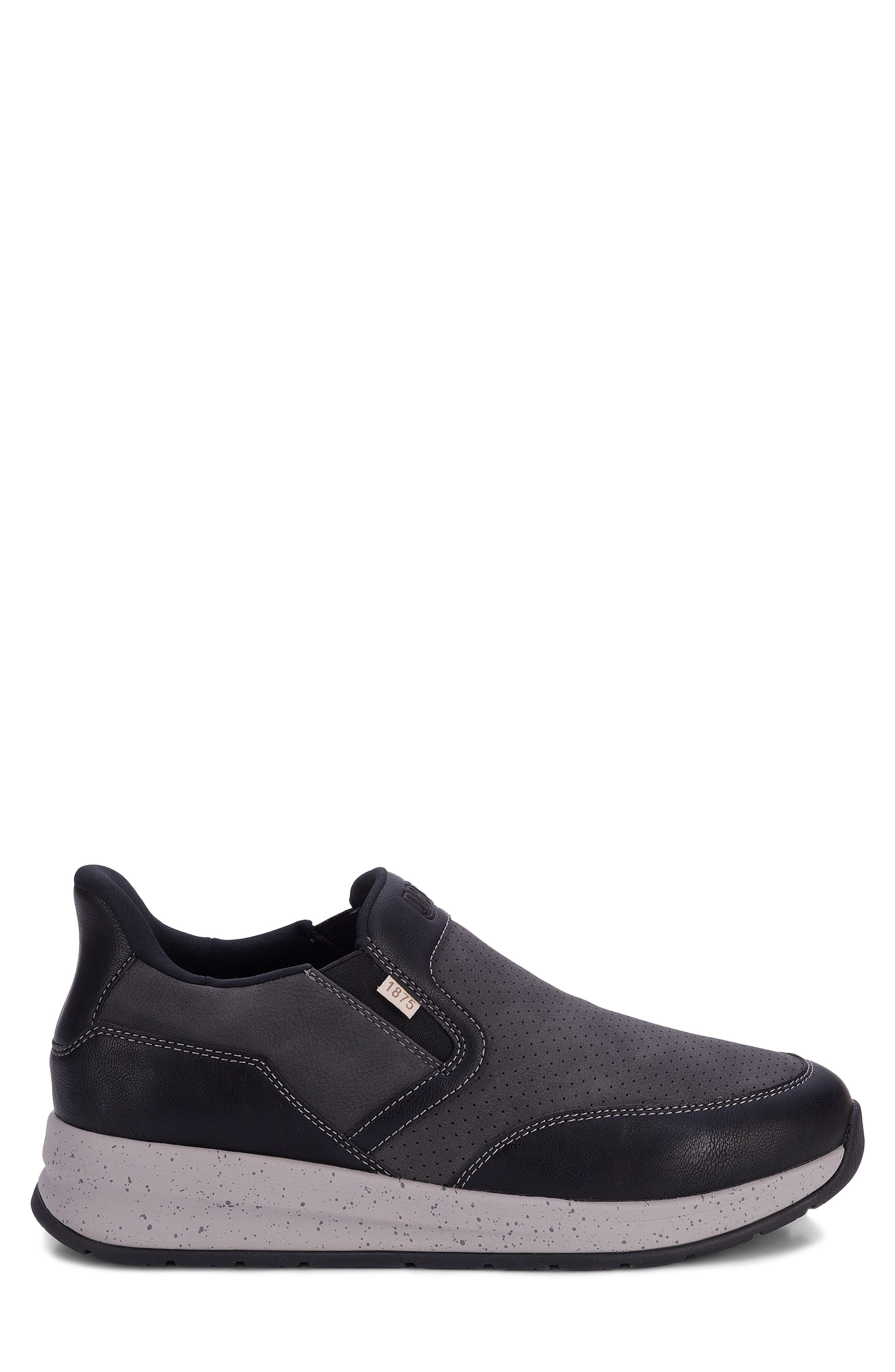Caleb Faux Leather Slip On Sneaker, Alternate, color, BLACK NUBUCK