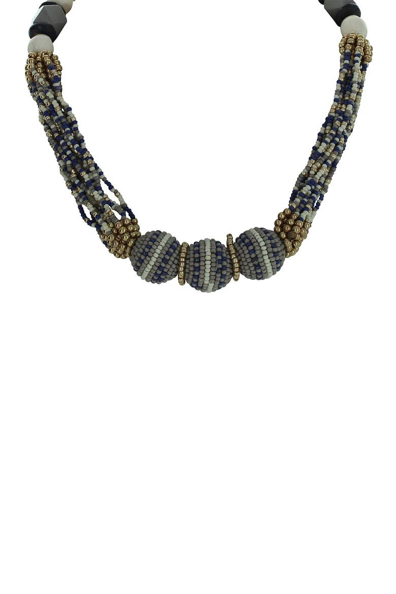 Sloane 14K Gold Plated Beaded Multi Strand Necklace, Main, color, GOLD