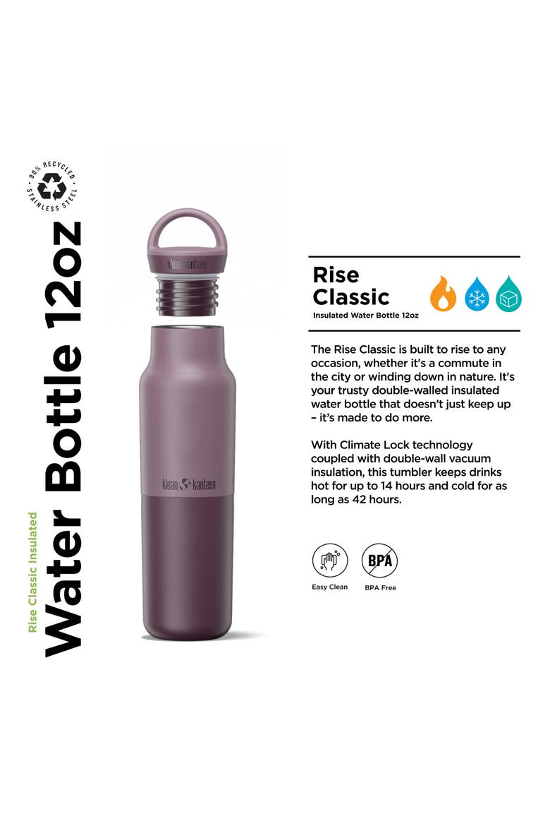 12oz Rise Classic Insulated Water Bottle with Arch Loop Cap, Alternate, color, Dusty Orchid