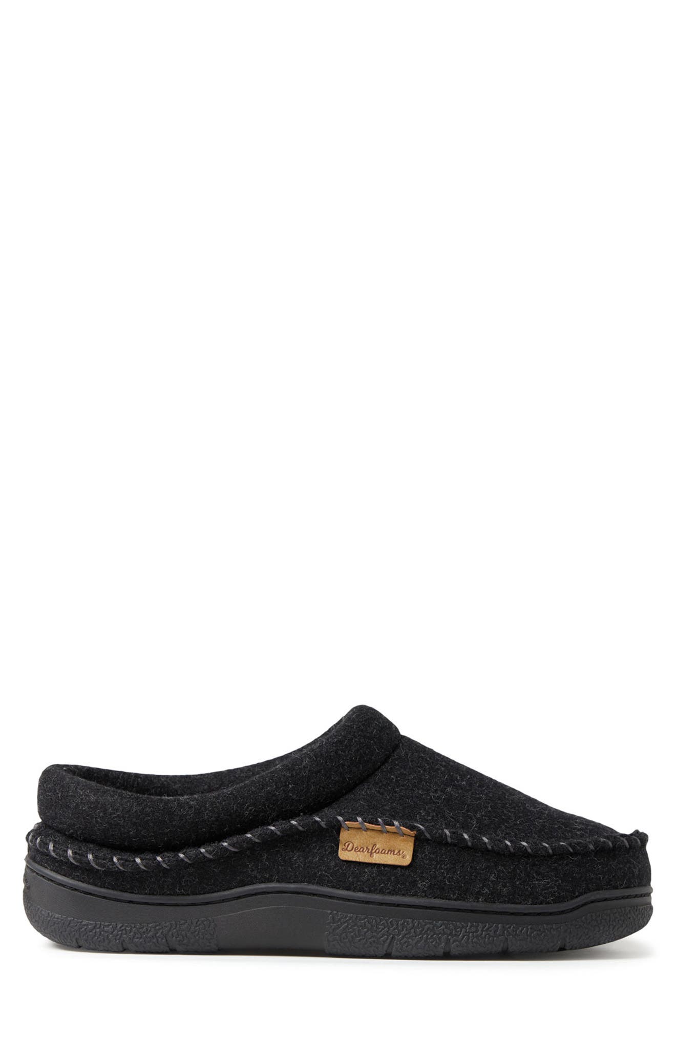 DEARFOAMS Thompson Whipstitch Trim Slipper, Alternate, color, Black