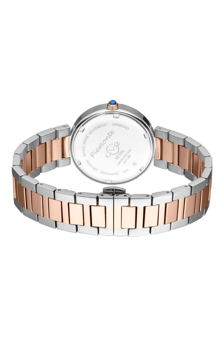 Women's Piemonte Diamond Dial Bracelet Watch, 36mm, Alternate, color, TWO TONE ROSE