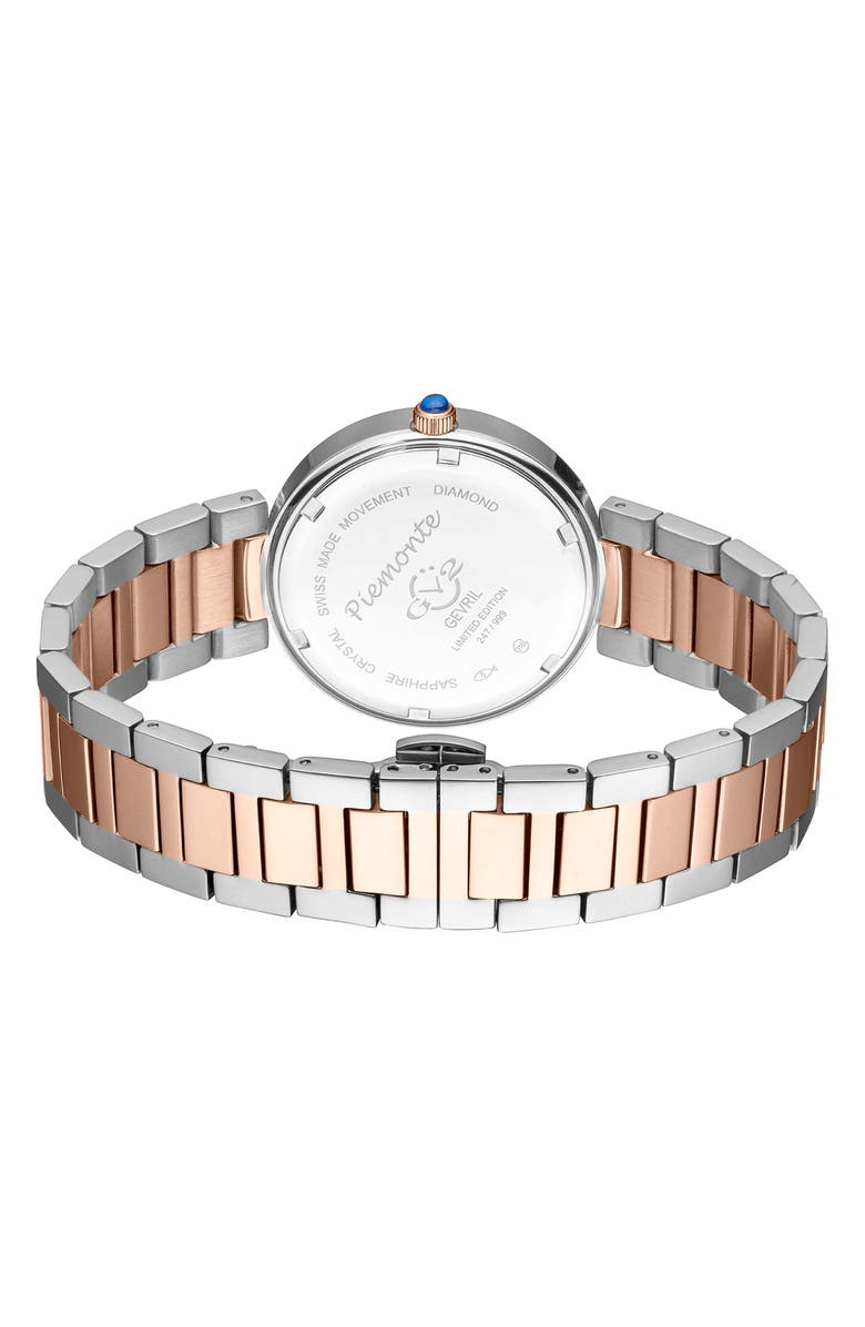 GV2 Women's Piemonte Diamond Dial Bracelet Watch, 36mm, Alternate, color, Two Tone Rose