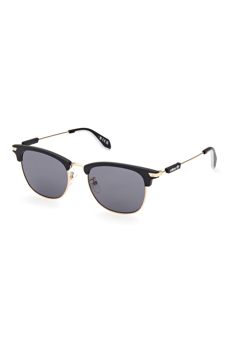53MM Round Sunglasses, Alternate, color, MATTE BLACK / SMOKE