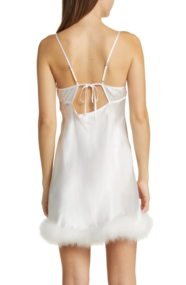 In Bloom by Jonquil Hope Faux Feather Trim Satin Chemise, Alternate, color,