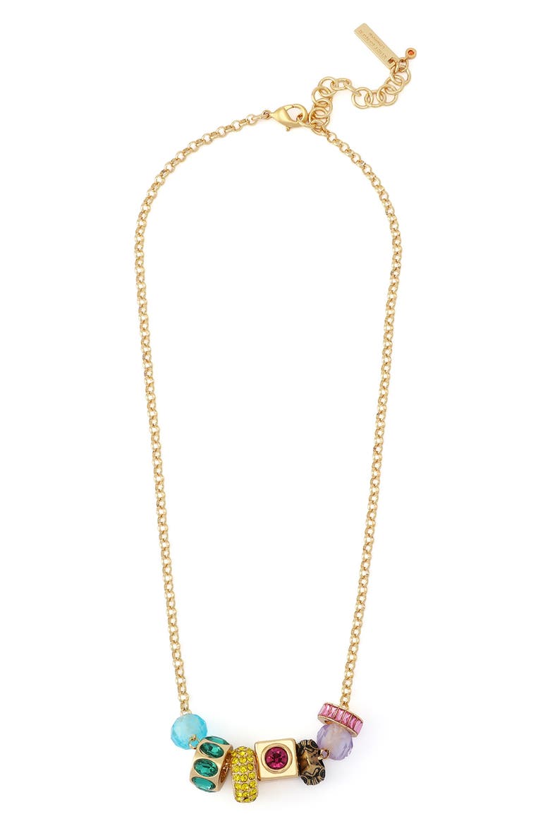 Mixed Rondelle Frontal Necklace, Alternate, color, GOLD MULTI