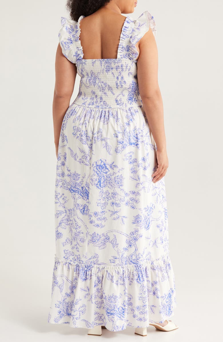 MELLODAY Floral Print Maxi Sundress, Alternate, color, Ivory/ Blue