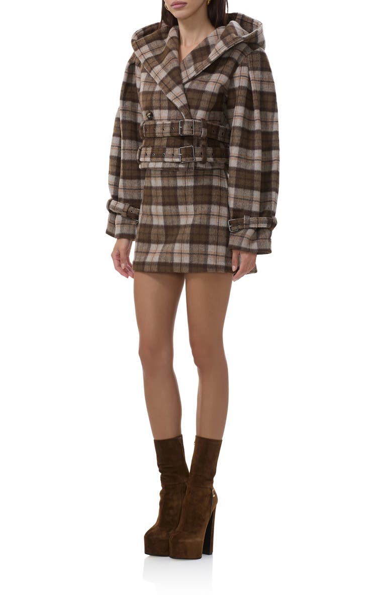 AFRM Halifax Plaid Double Breasted Hooded Crop Jacket, Alternate, color, Cashmere Plaid