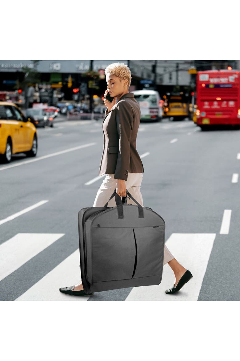 52" Deluxe Travel Garment Bag with two pockets, Alternate, color, Black