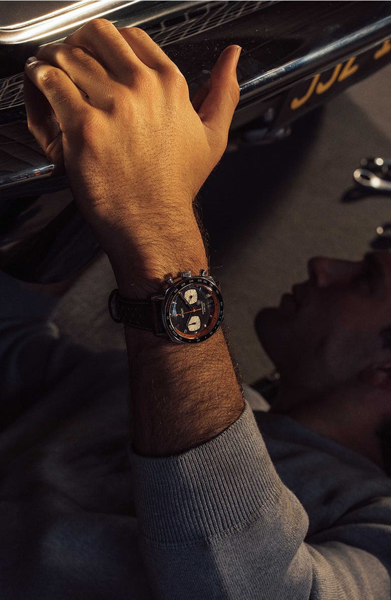 MVMT Mulholland Racer Leather Strap Watch, 42mm, Alternate, color, Brown