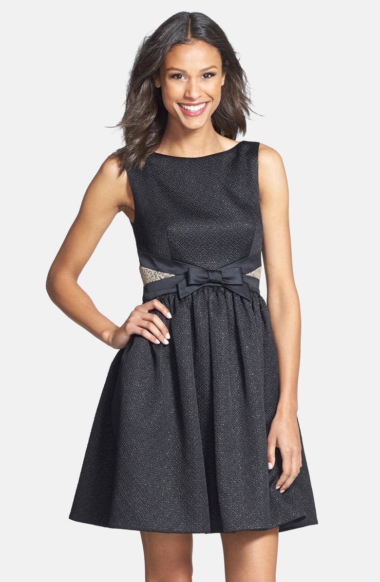 ERIN erin fetherston Bow Detail Jacquard Fit & Flare Dress, Main, color, 