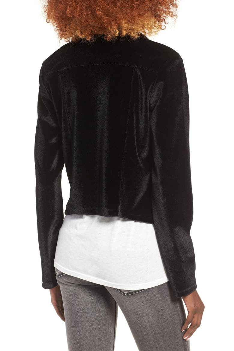 Velour Moto Jacket, Alternate, color, BLACK