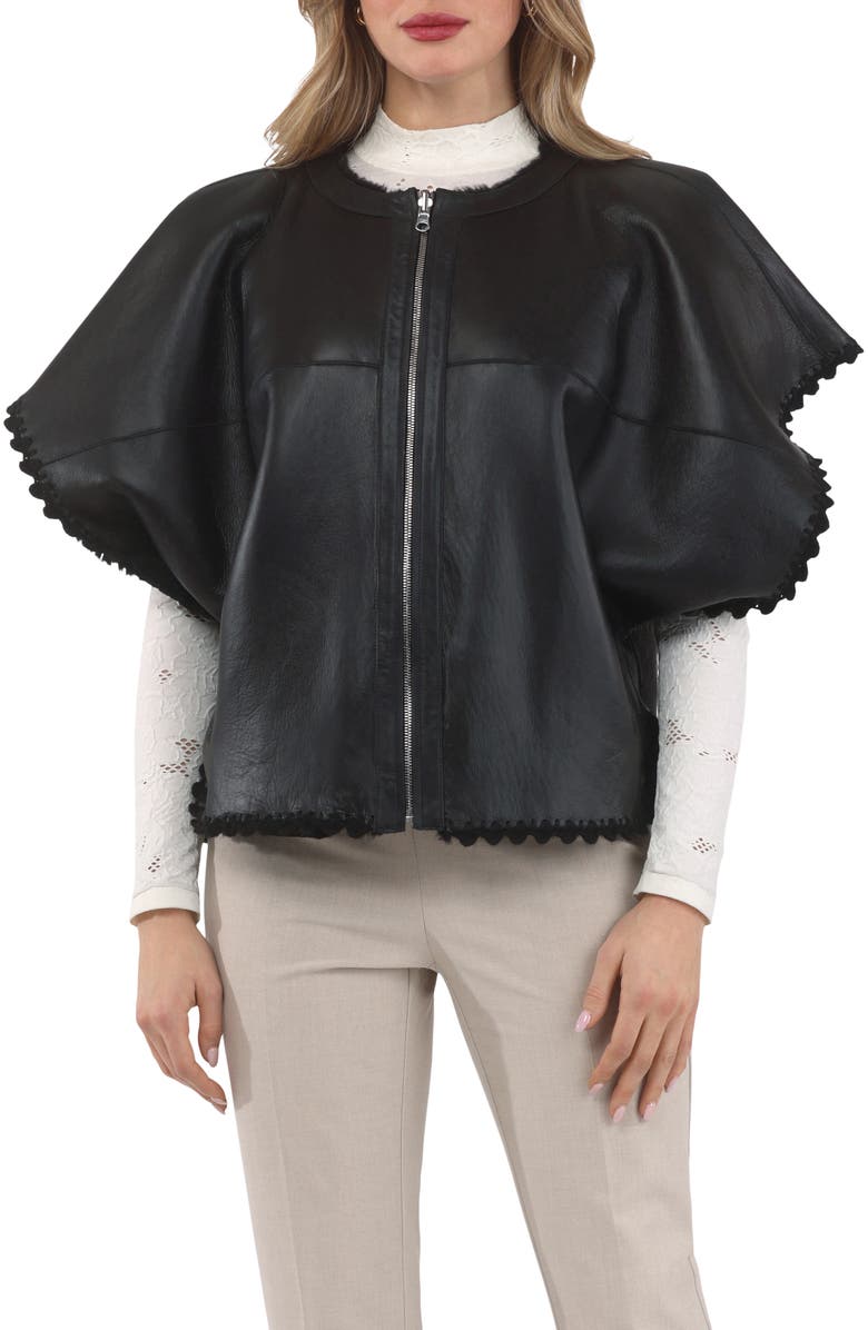 GORSKI Reversible Collarless Genuine Shearling Jacket, Alternate, color, Black/Black