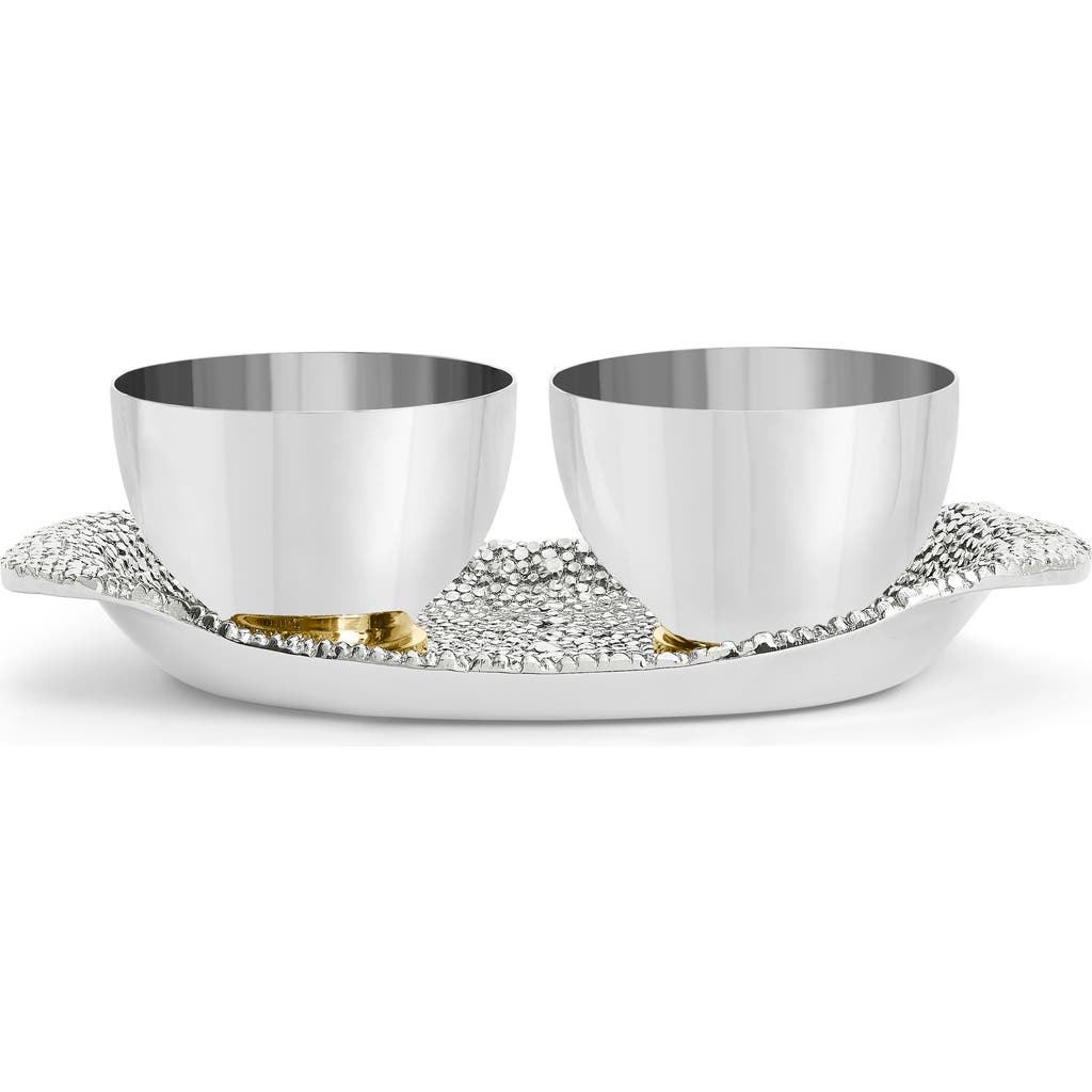 Michael Aram Shagreen Double Dish & Tray Set In Silver