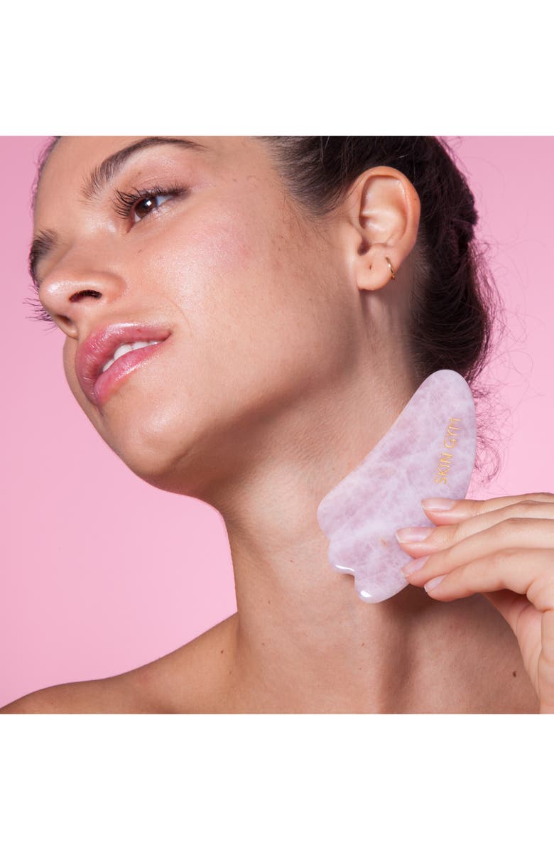 Skin Gym Rose Quartz Crystal Gua Sha Sculpty Facial Tool, Alternate, color, Pink