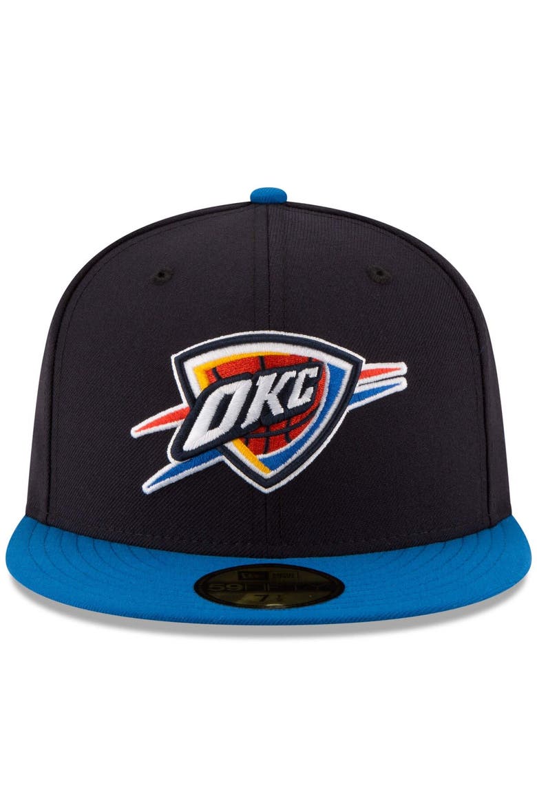 Men's New Era Black/Royal Oklahoma City Thunder Official Team Color 2Tone 59FIFTY Fitted Hat, Alternate, color, Navy