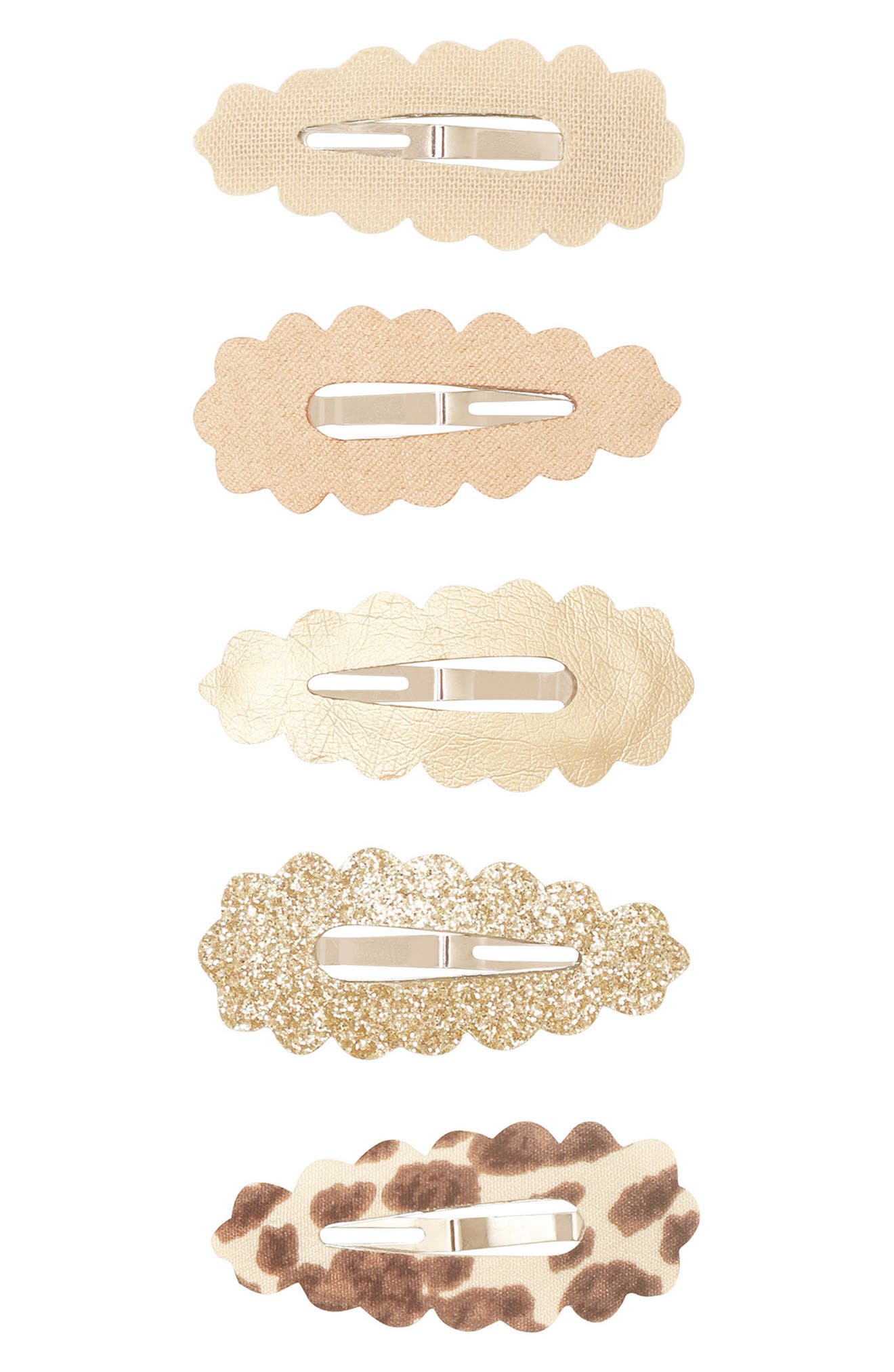 Mimi & Lula Kids' 5-pack Leopard Scalloped Clic Clacs Hair Clips In Multi