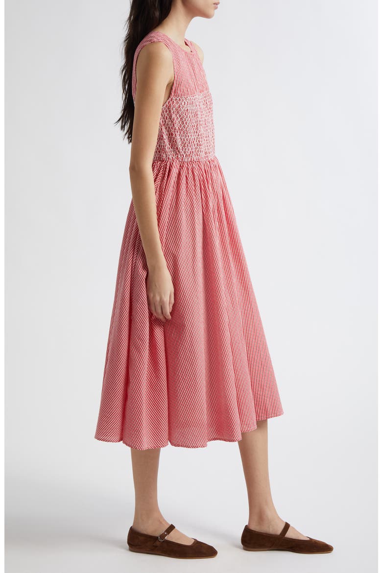 Coco Sleeveless Cotton Fit & Flare Dress, Alternate, color, RED GINGHAM