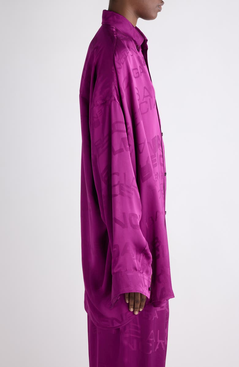 Balenciaga Logo Jacquard Button-Down Cocoon Shirt, Alternate, color, 