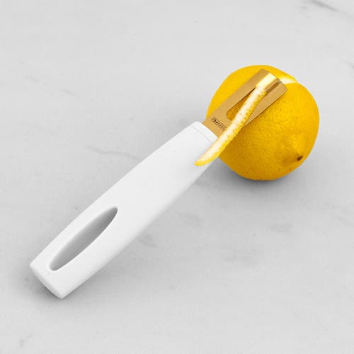 A Bar Above Gold Channel Knife, White Handle In White