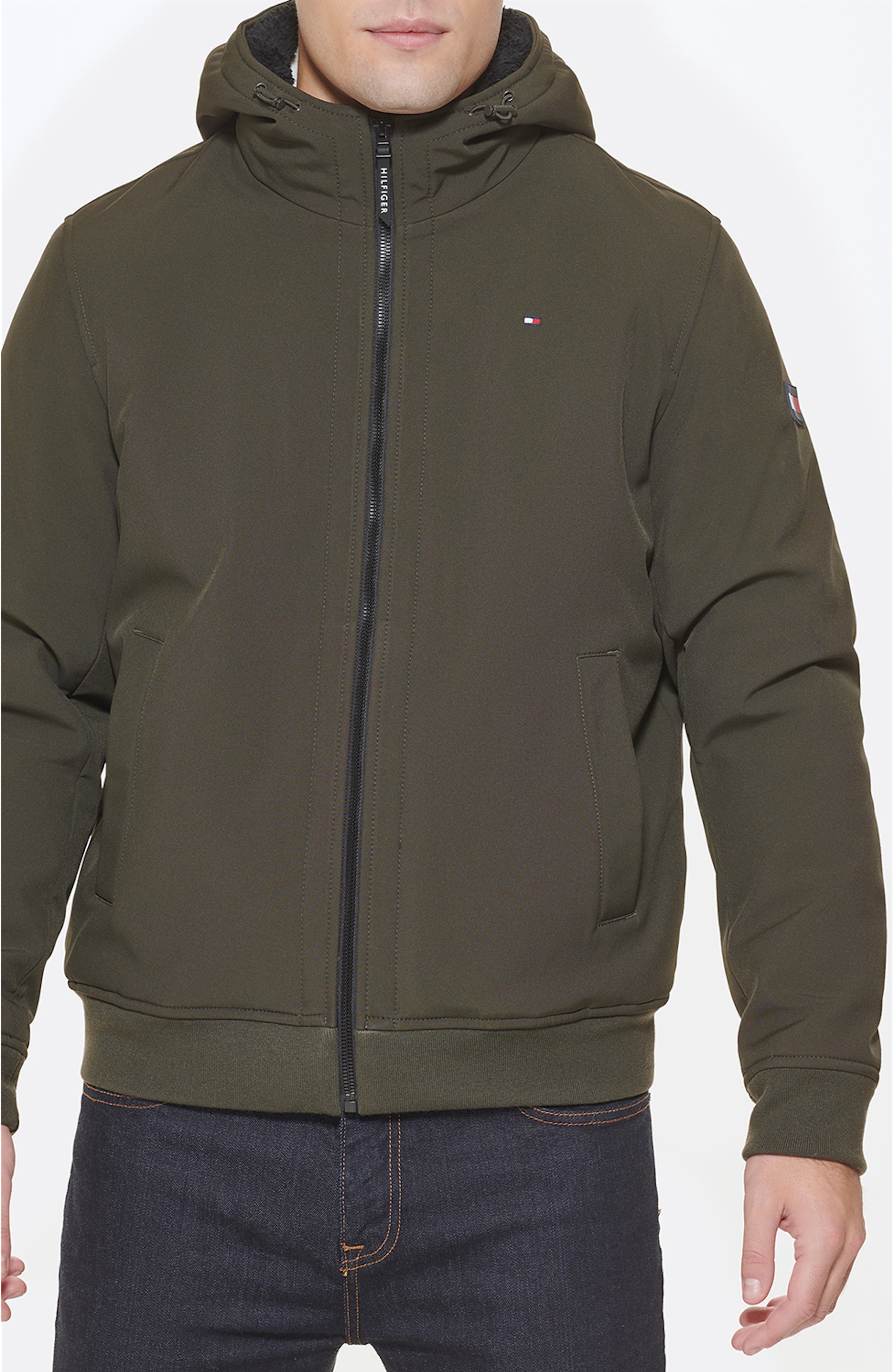 Tommy Hilfiger Soft Shell Faux Shearling Hooded Jacket (Men ...