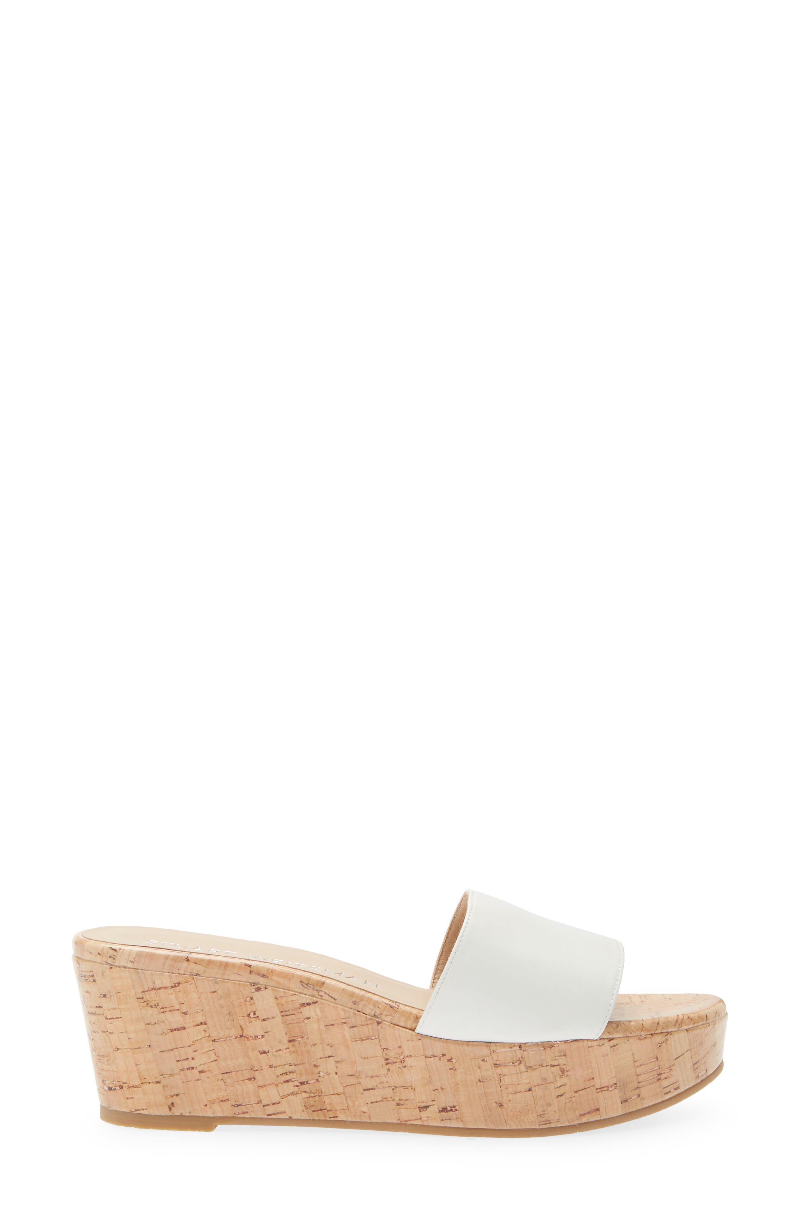 Stuart Weitzman Summer Wedge Sandal, Alternate, color, White.