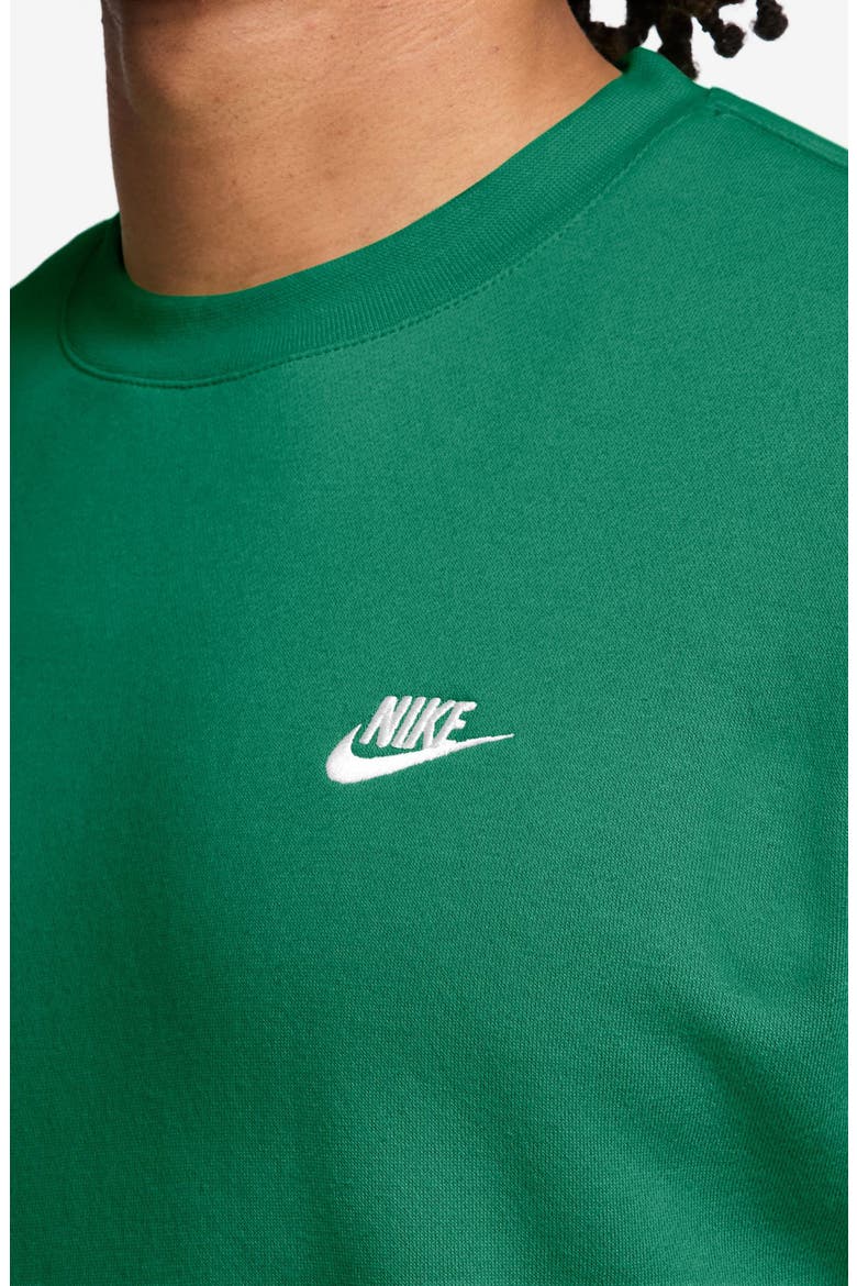 Club Brushed Fleece Crewneck Sweatshirt, Alternate, color, MALACHITE/ WHITE
