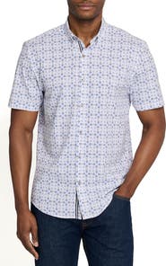 Brooklyn Brigade Park Slope Petals Short Sleeve Button Down Performance Shirt