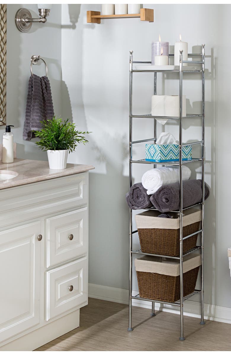 HONEY-CAN-DO Chrome 6-Tier Metal Tower, Alternate, color, 