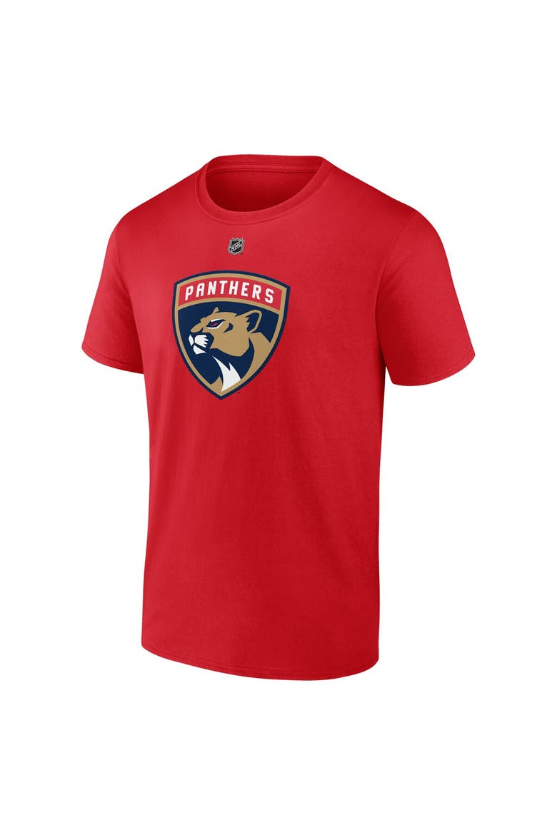 Men's Fanatics Seth Jones Red Florida Panthers Authentic Stack Name & Number T-Shirt, Alternate, color, Red