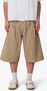 mnml Baggy Fit Pleated Cotton Twill Shorts