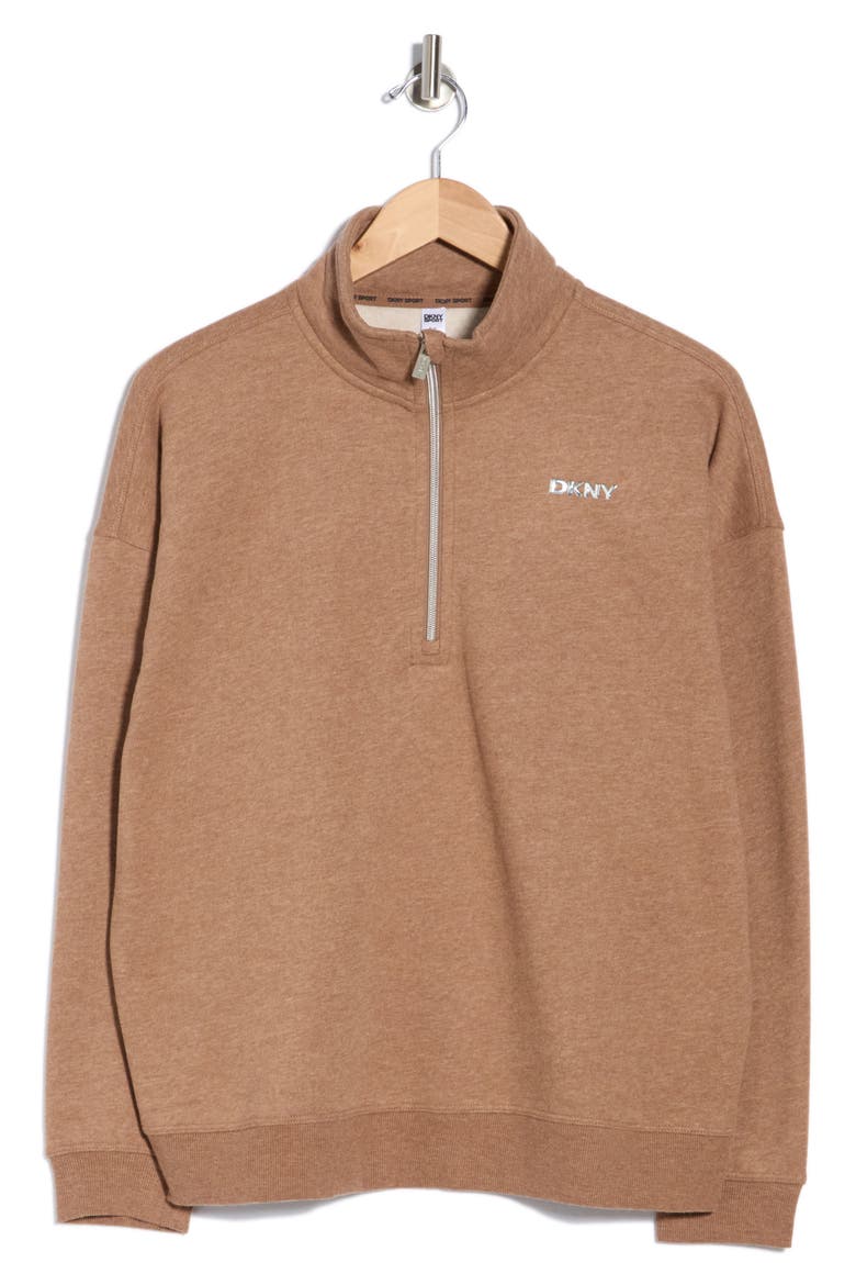 Quarter Zip Pullover Sweater, Main, color, CARAMEL HEATHER