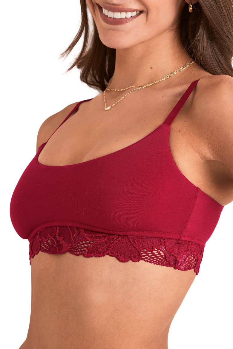Shiloh Contour Bralette Bra, Alternate, color, Dark red