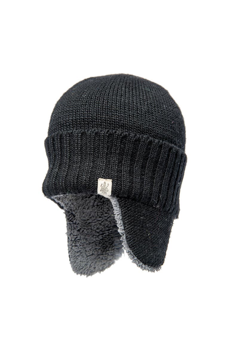 Nirvanna Designs Rib Band Earflap Hat, Main, color, Black