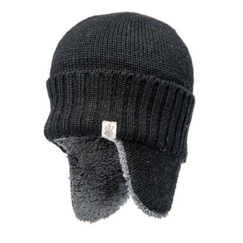 Nirvanna Designs Rib Band Earflap Hat In Black