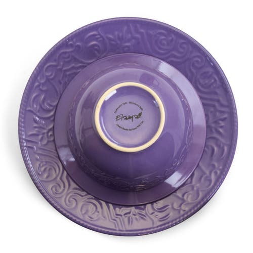 Elama Lilac Fields 16-piece Dinnerware Set In Purple