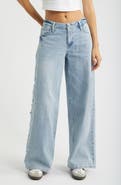 YMI Joey Super Wide Leg Jeans with Love Appliqué