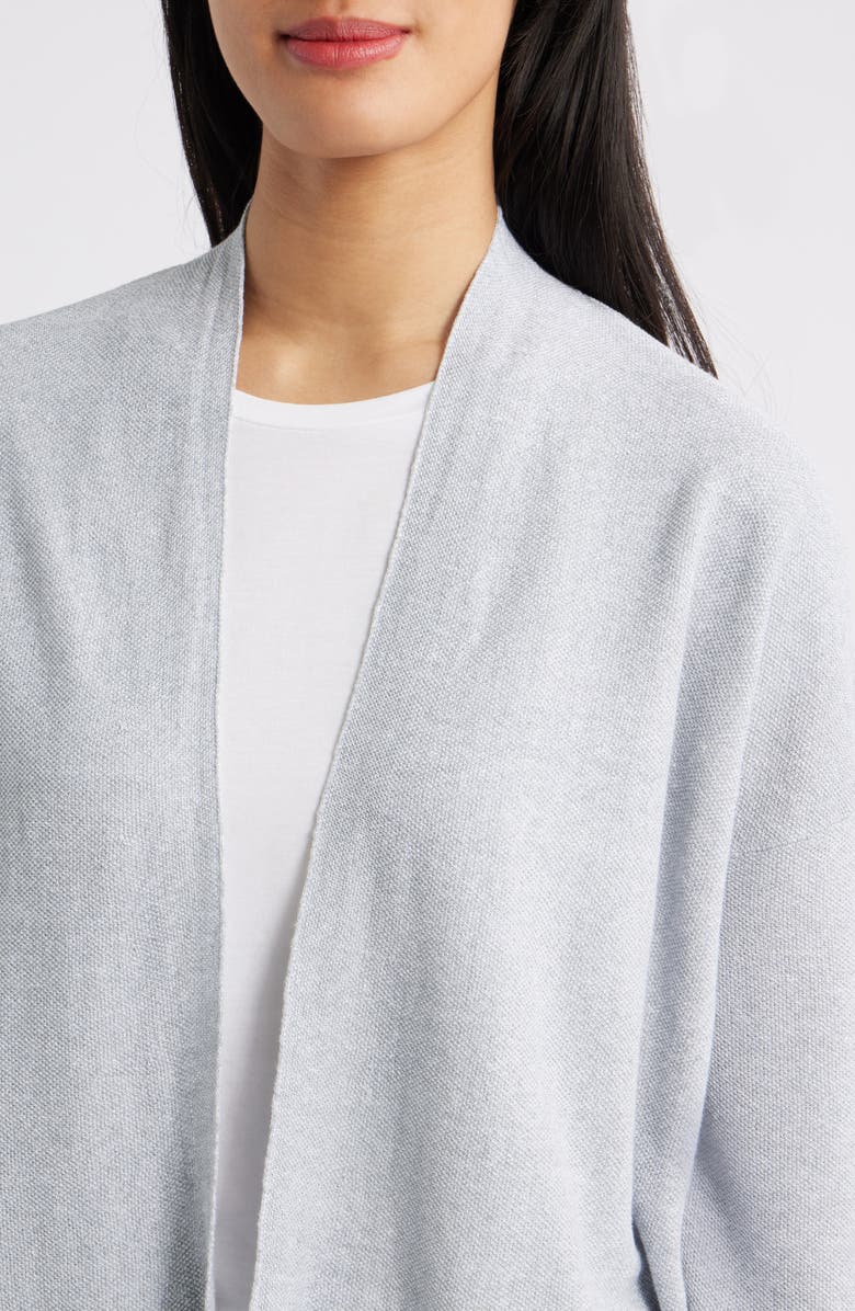 Eileen Fisher Organic Linen Blend Open Front Cardigan, Alternate, color, Fog